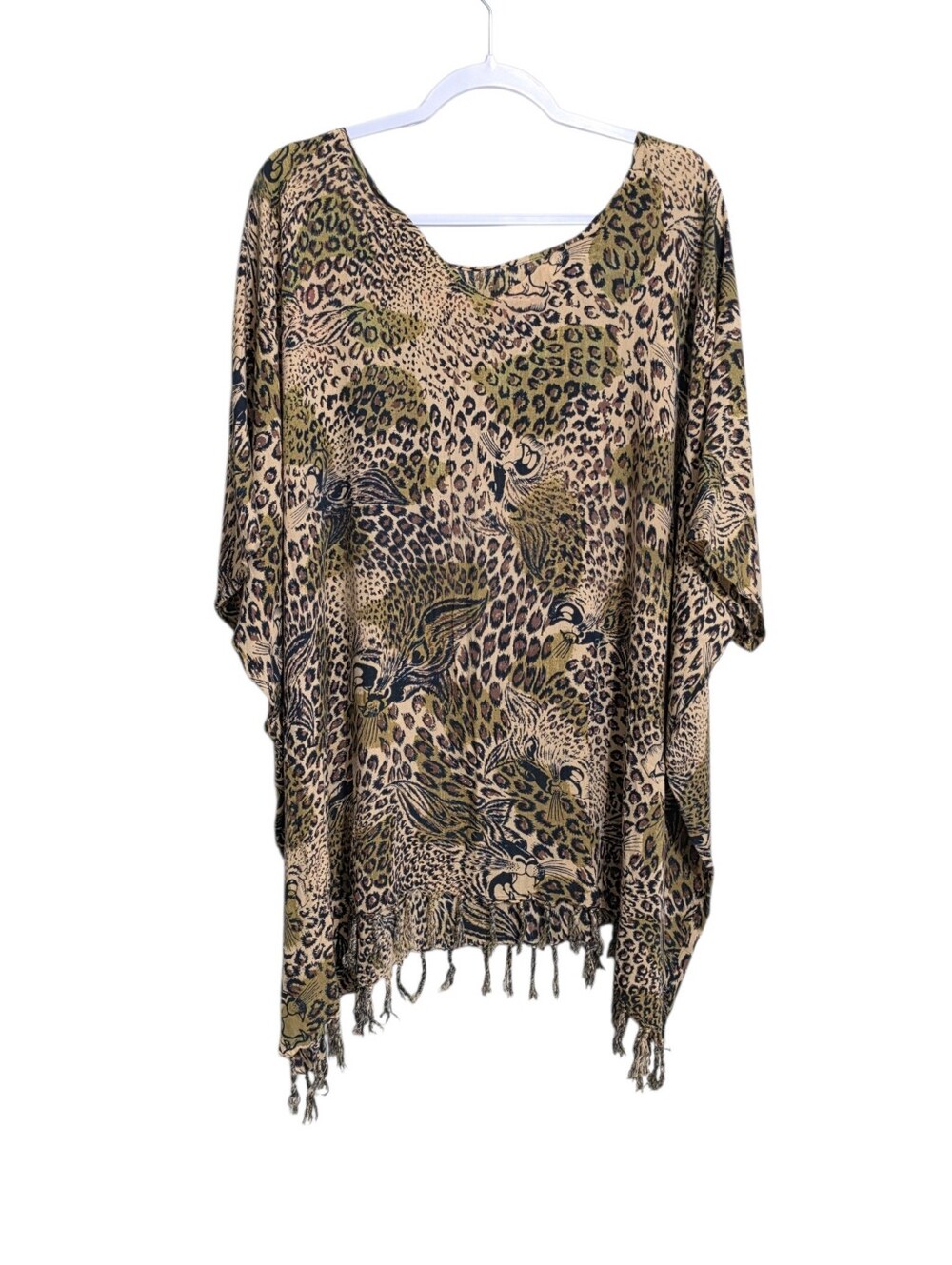 Leopard Print Oversized Swimsuit Cover Up One Size Tan Black Green